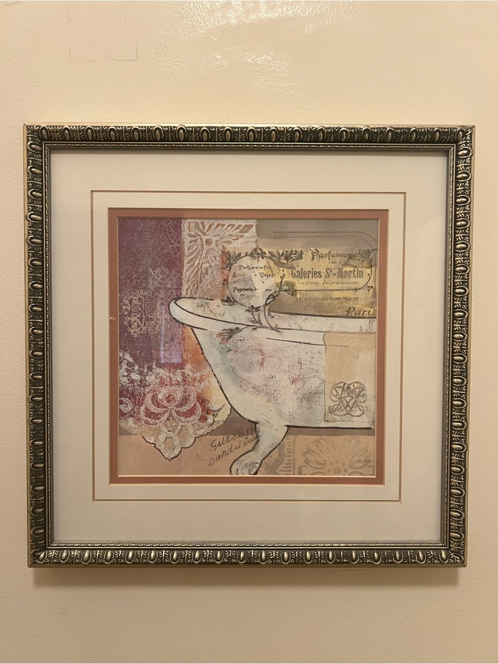 Macy's Bathtub Art Print in Cream, Pink and Beige